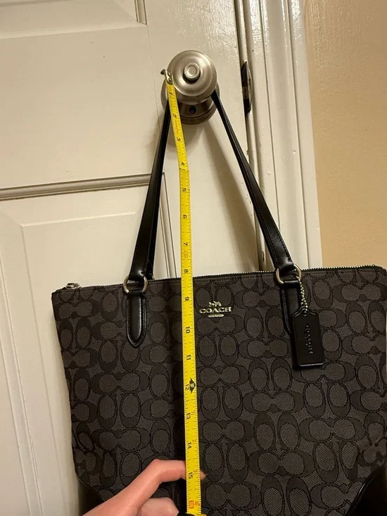 Coach Black/Charcoal Signature Tote with Leather Trim - Picture 11 of 11